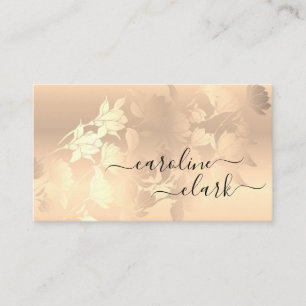 Carte De Visite Calligraphie Élégante Rose moderne Fleurs noires e