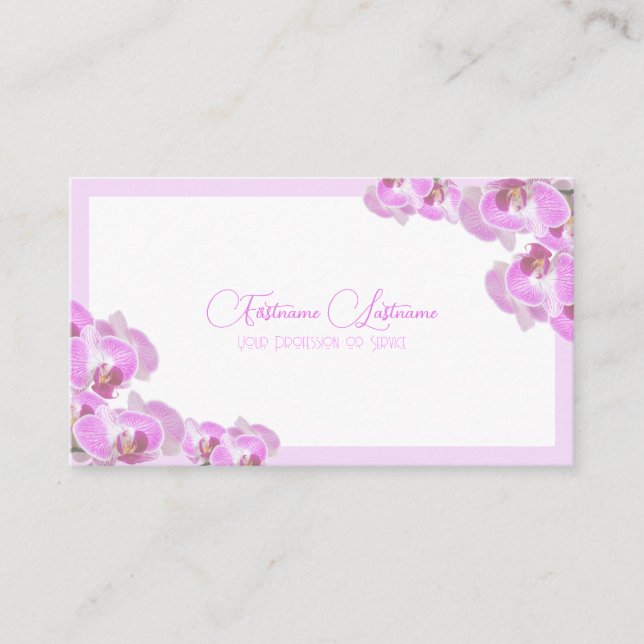 Carte De Visite Calligraphie florale mariage de la fleur d'orchidé (Devant)