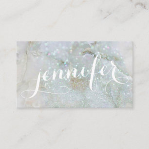 Carte De Visite Calligraphie Marbre Parties scintillant Iridescent