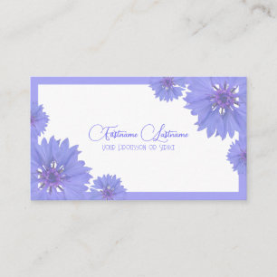 Carte De Visite Calligraphie mariage floral bleu cornflower QR-Cod