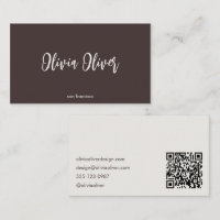 Calligraphie minimaliste Code QR marron crème mode