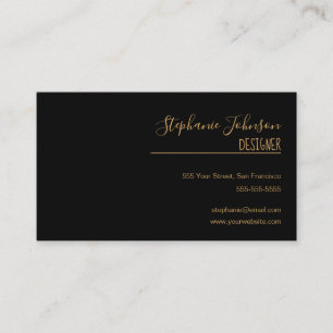 Carte De Visite Calligraphie minimaliste moderne noir et or