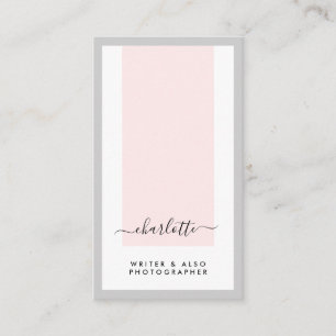 Carte De Visite Calligraphie minimaliste moderne rose et gris vert