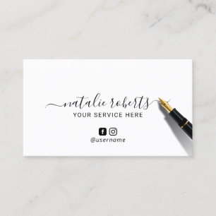 Carte De Visite Calligraphie minimaliste Signature Médias sociaux