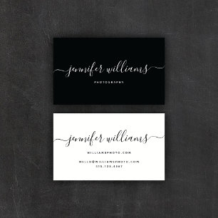 Carte De Visite Calligraphie moderne Chic Black Photographie  