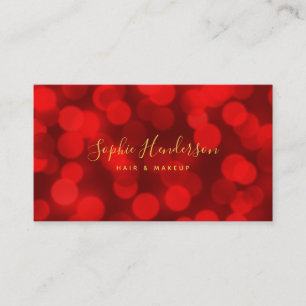 Carte De Visite Calligraphie moderne et tendance Ruby Red Bokeh Lu