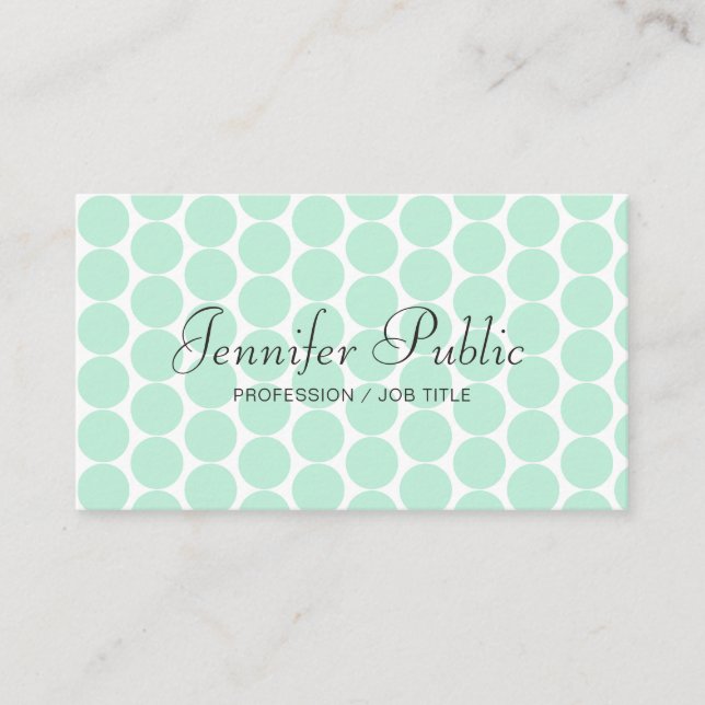 Carte De Visite Calligraphie Moderne Modèle Élégant Mint Green Bus (Devant)