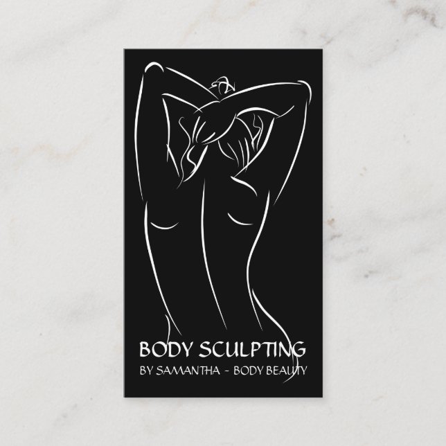 Carte De Visite Calligraphie Noire Femme Corps Sculpting Contourin (Devant)