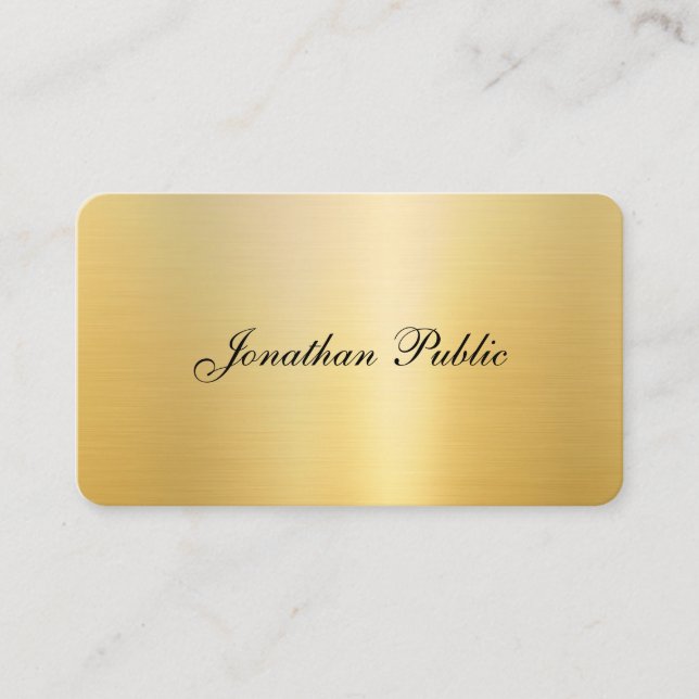 Carte De Visite Calligraphie Nom Elegant Gold Look Modèle moderne (Devant)