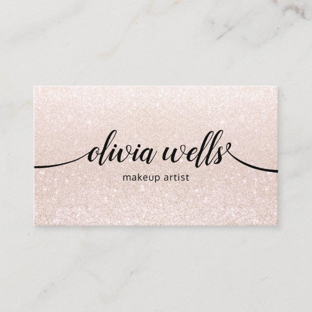 Carte De Visite Calligraphie rose pâle Script maquillage Artiste B (Devant)