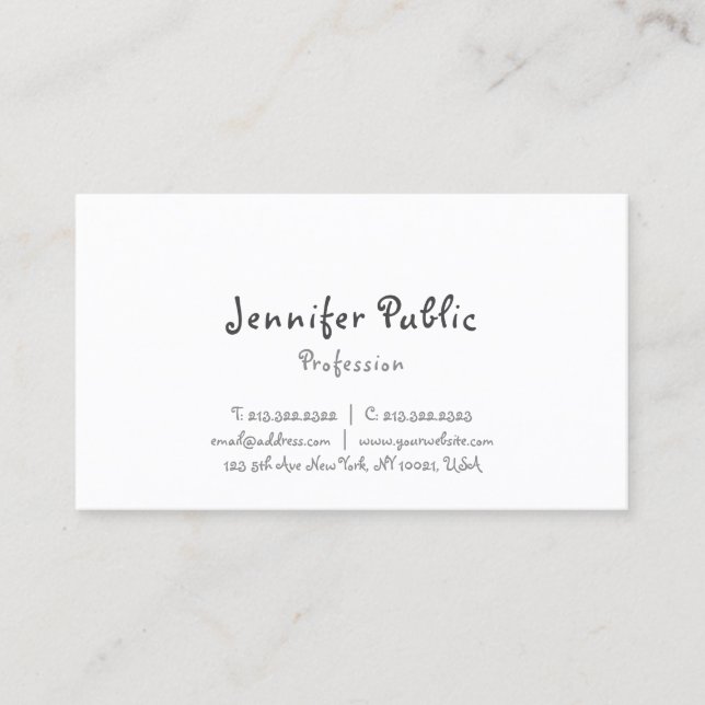 Carte De Visite Calligraphié Simple Professionnel Modèle Moderne (Devant)