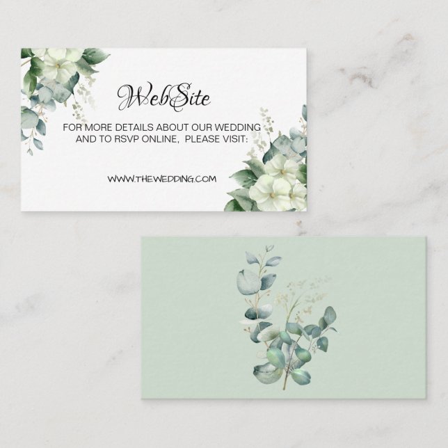 Carte De Visite Calligraphie simple Verdure rustique Mariage flora (Devant / Derrière)