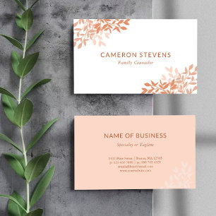 Carte De Visite Calme Bleu & Orange Verdure Feuille