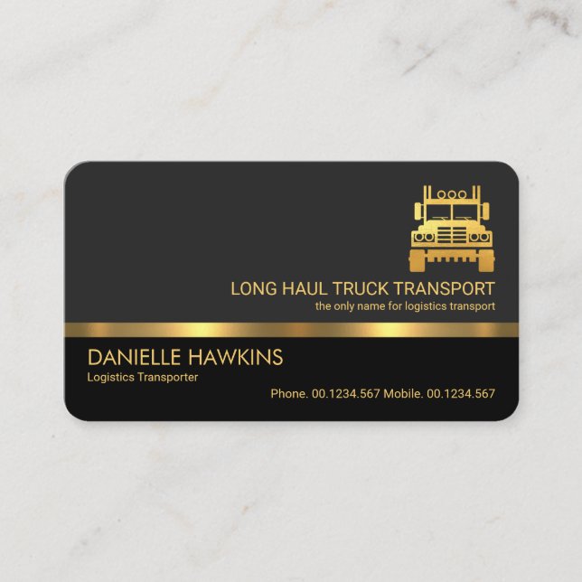 Carte De Visite Calque gris professionnel élégant Truck Line Gold (Devant)