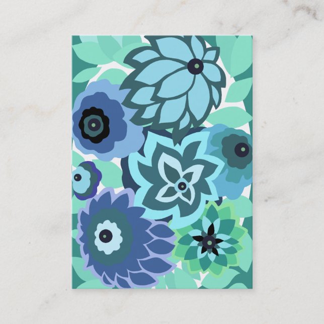 CARTE DE VISITE CAMBRIA, ART DÉCO FLORAL : TURQUOISE À LA MODE (Devant)