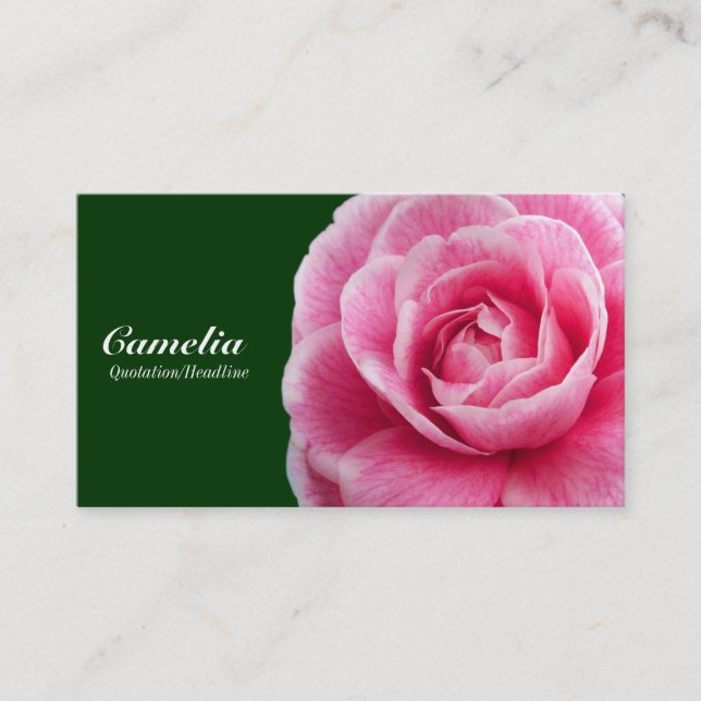 Carte De Visite Camélie rose II - Vert foncé 003300 (Devant)