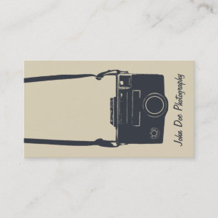 Carte De Visite Camera Beige Stylish Retro Blue Photographie