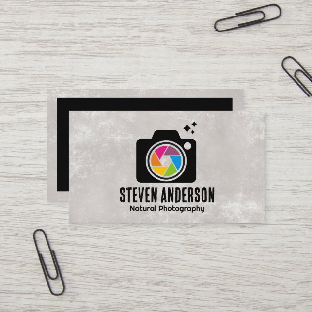 Carte De Visite Caméra colorée Lens Shutter (Devant/Arrière en situation)