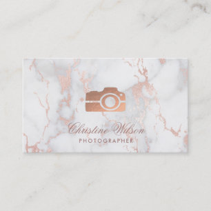 Carte De Visite Caméra en or rose sur marbre