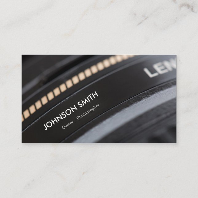 Carte De Visite Camera Lens Store - Photographe noir et blanc (Devant)