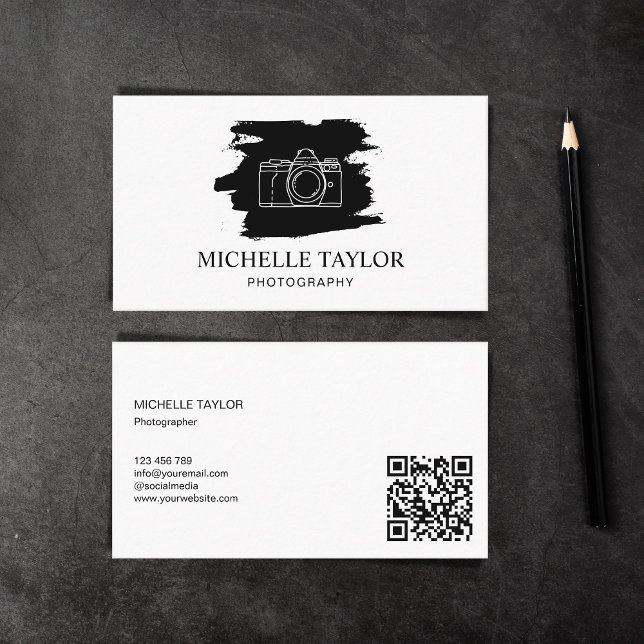Carte De Visite Caméra professionnelle de photographie simple Code (Créateur téléchargé)