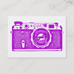 Carte De Visite Caméra russe - violet sur blanc