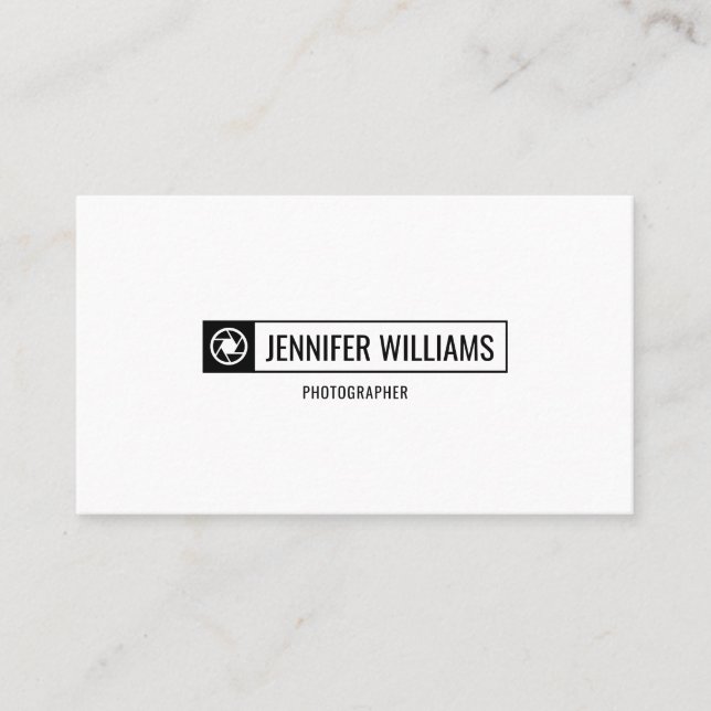 Carte De Visite Camera Shutter Logo Minimaliste photographe (Devant)