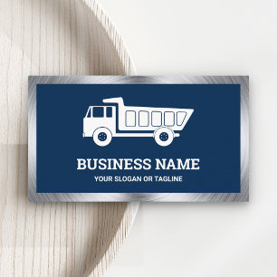 Carte De Visite Camion à benne basculante de construction Navy Blu