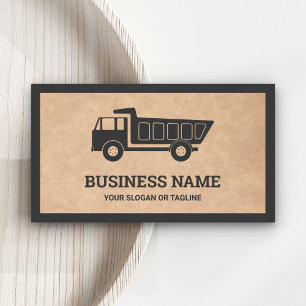 Carte De Visite Camion à benne Construction de Kraft rustique