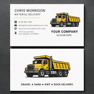 Carte De Visite Camion à benne pour la livraison de matériaux