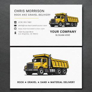 Carte De Visite Camion à benne pour la livraison de roches et de g