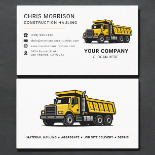 Carte De Visite Camion à benne pour le transport de construction