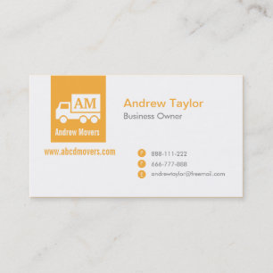 Carte De Visite Camion blanc orange de Modern Minimalist Mover