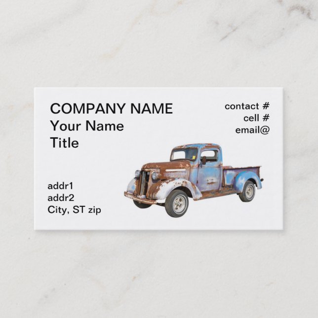 Carte De Visite camion bleu rouillé (Devant)