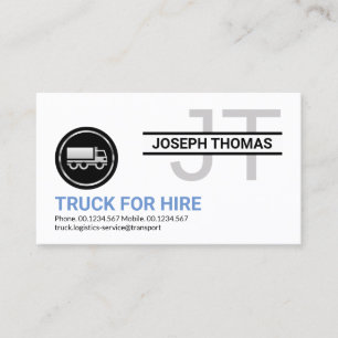 Carte De Visite Camion d'argent monogramme professionnel simple