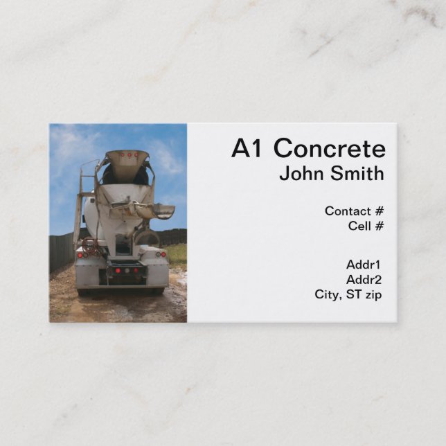Carte De Visite Camion de ciment au chantier de construction (Devant)