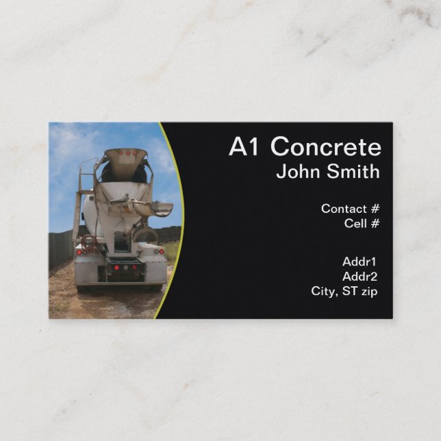 Carte De Visite Camion de ciment au chantier de construction (Devant)