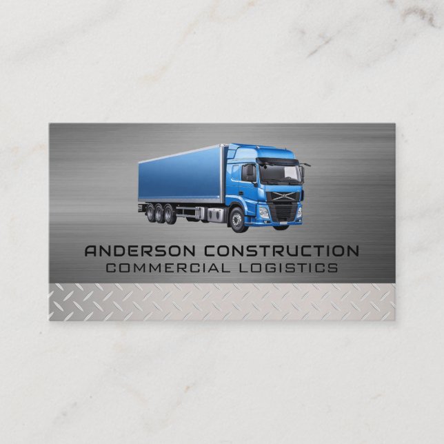Carte De Visite Camion de construction | Acier métallique (Devant)