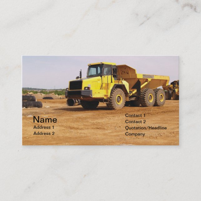 Carte De Visite camion de décharge par saleté (Devant)