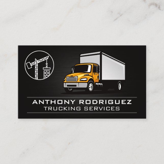 Carte De Visite Camion de livraison | Grue | Construction (Devant)