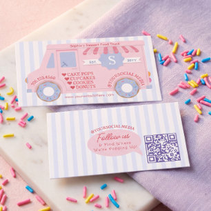 Carte De Visite Camion de Nourriture Rose Sucrée Friandise Dessert
