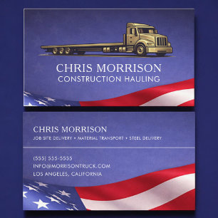 Carte De Visite Camion de Transport de Construction Patriotique
