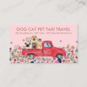 Carte De Visite Camion de Transport Rose Fleurs Chiens Chats Anima