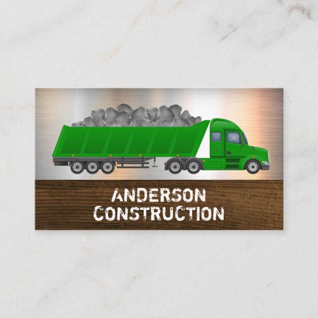 Carte De Visite Camion de travail | Construction avec charge utile (Devant)