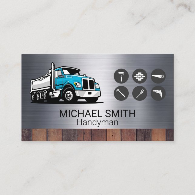 Carte De Visite Camion de travail | Outils de construction | Métal (Devant)