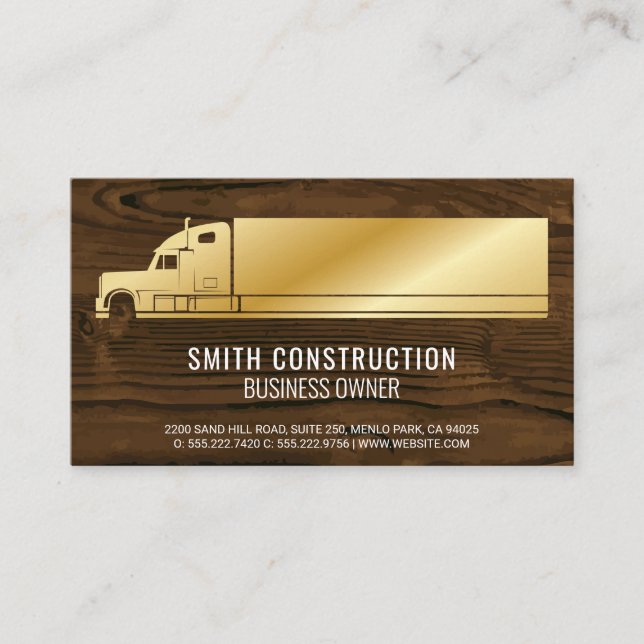 Carte De Visite Camion Gold | Arrière - plan bois (Devant)