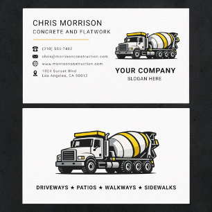 Carte De Visite Camion malaxeur à béton et à chape