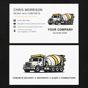 Carte De Visite Camion malaxeur à béton prêt à l'emploi