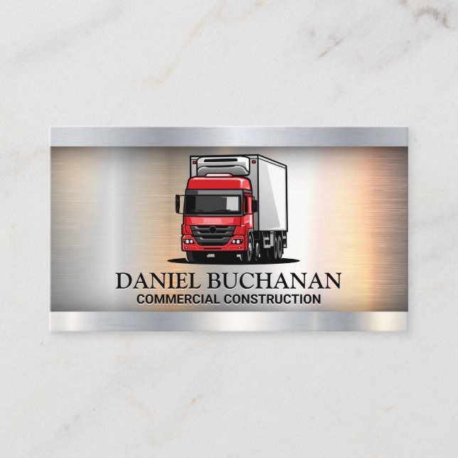 Carte De Visite Camion rouge 18 Wheeler | Metallique (Devant)