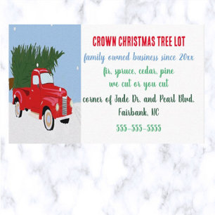Carte De Visite Camion rouge et lot d'arbres de Noël modifiables